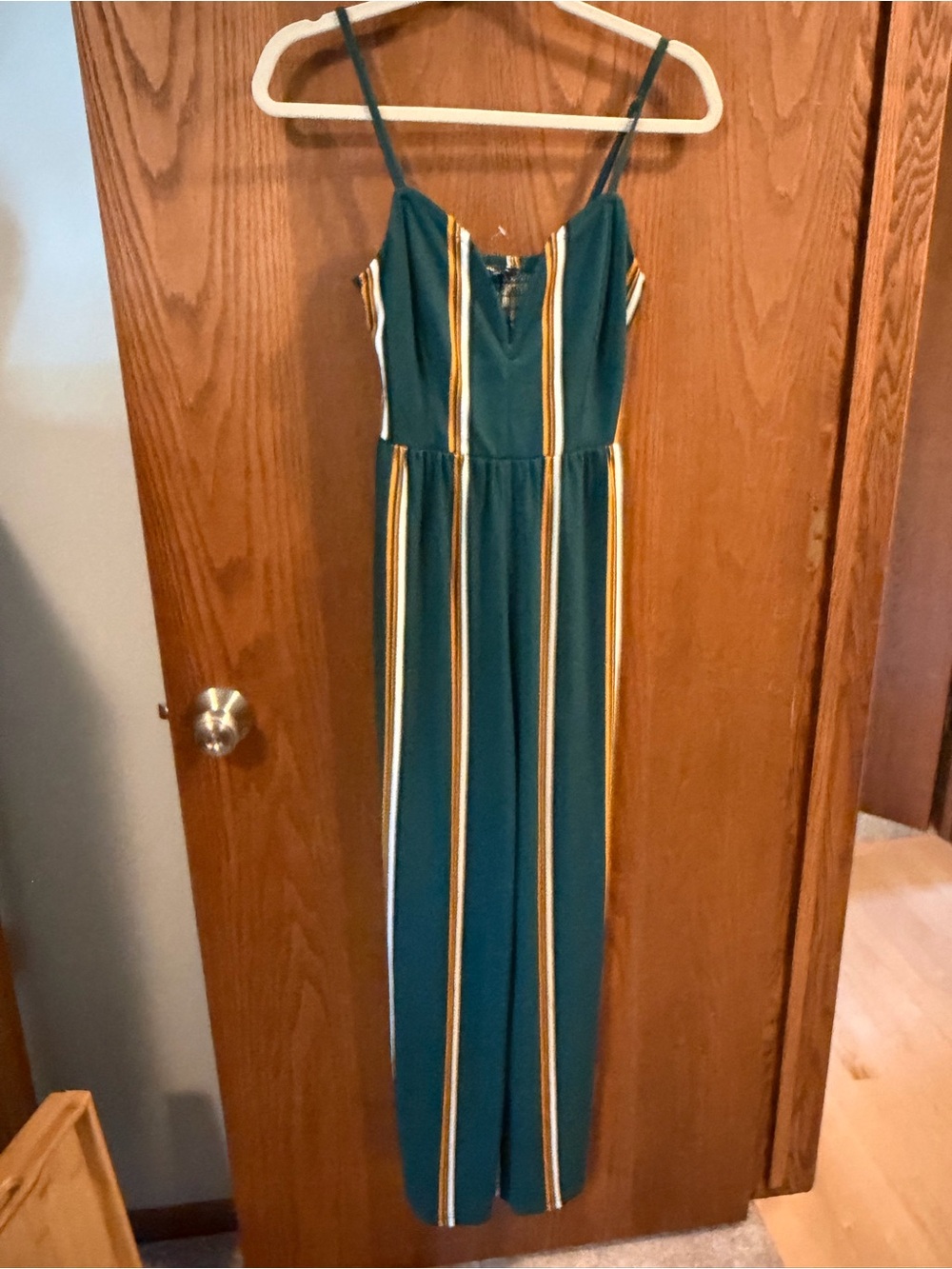 Women’s Teal Striped One-Piece Jumpsuit